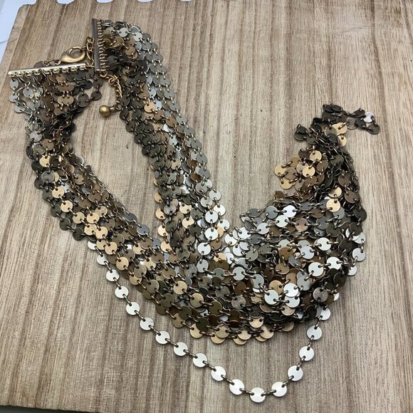 Chico's Mixed Metal Multi Strands Waterfall Necklace - Picture 1 of 5
